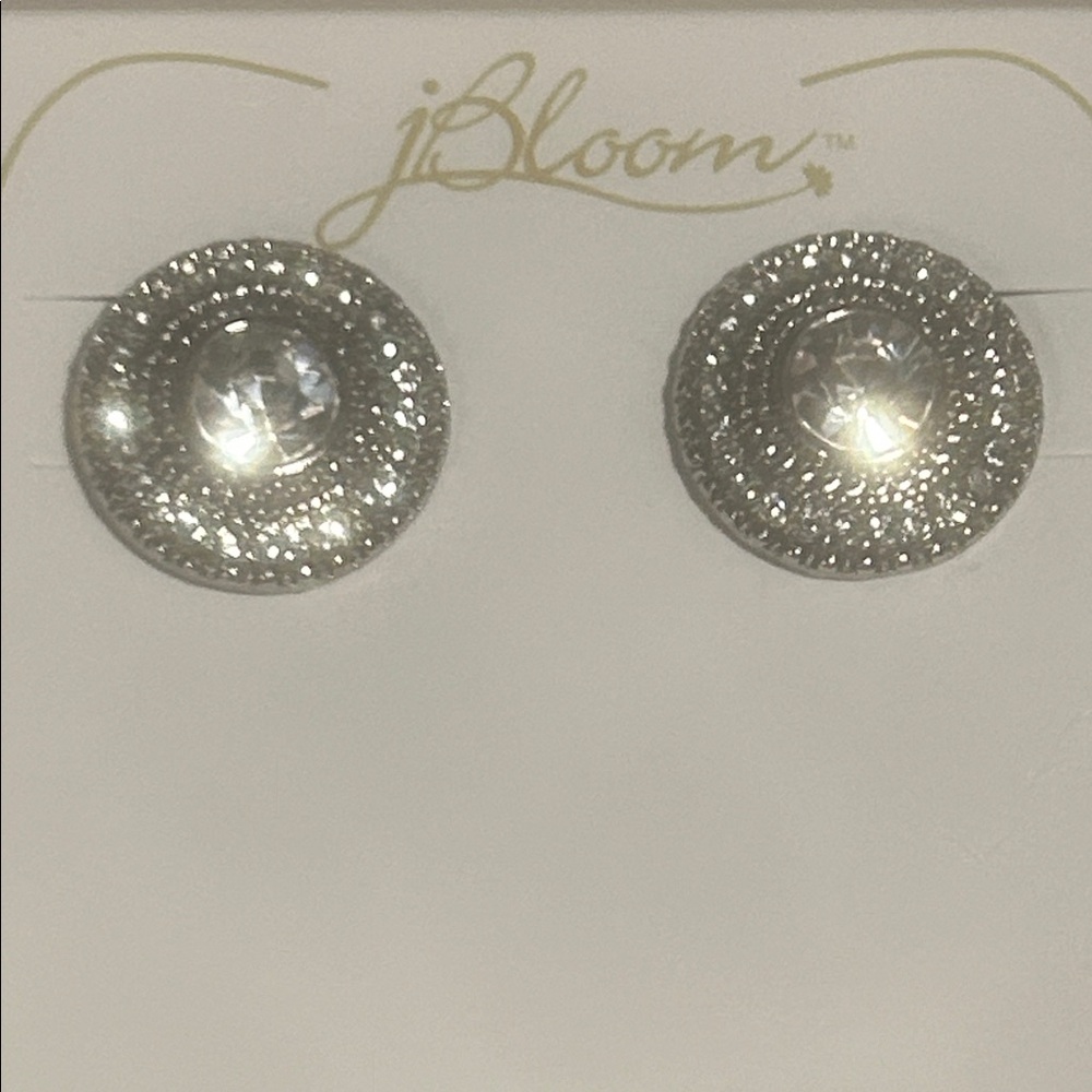 bloom Sparkling Silver Round Earrings